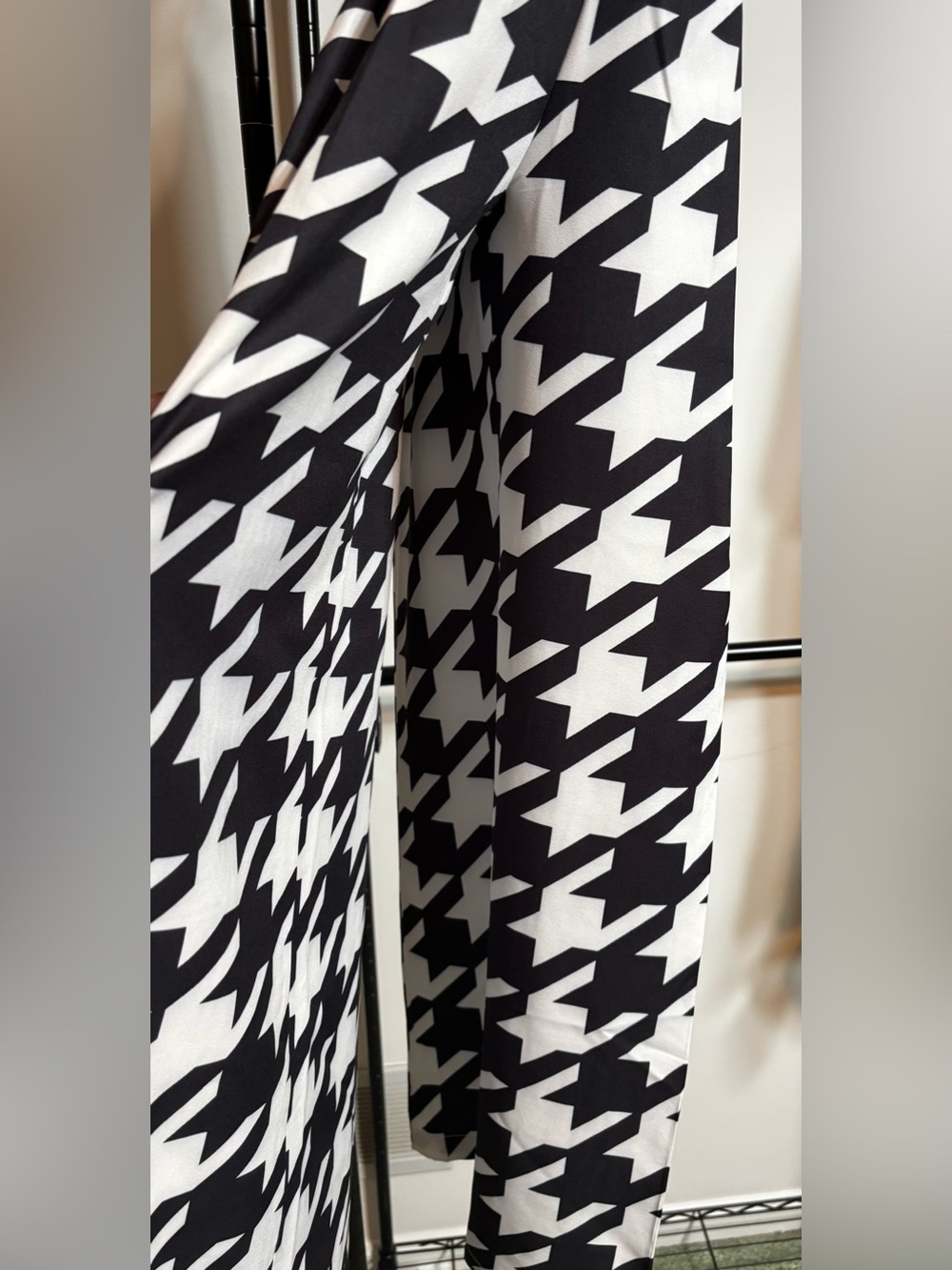 Wide Leg Pants in Black & White Houndstooth